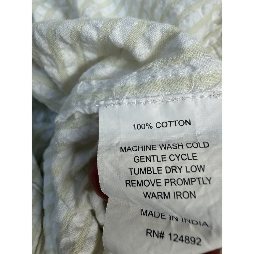 Serena & Lily White Green Cotton Seersucker Pajama Set Womens Small Button Front - Picture 12 of 15